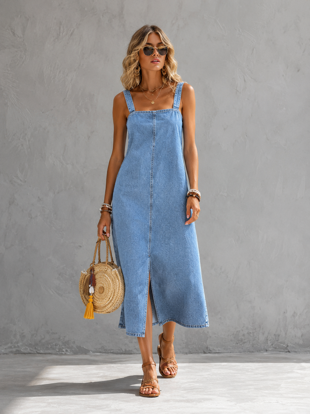 Maia | Vestido Informal de Vaquero con Tirantes