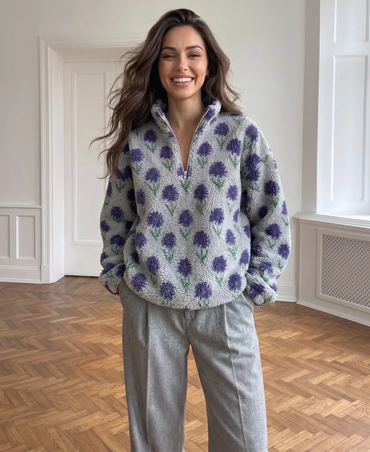 Sudadera polar con estampado floral Estela de Luna Sanz — vista 9