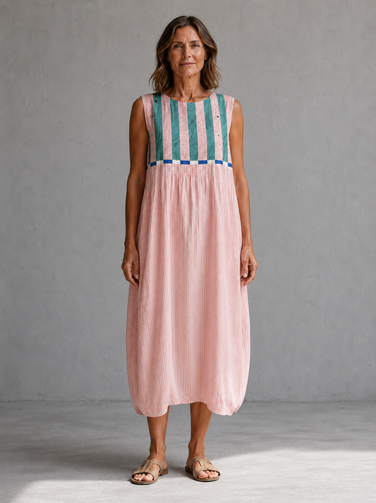 Lili | Vestido Midi de Rayas Pastel