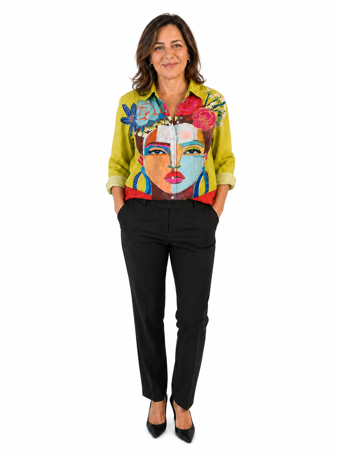 Elena | Blusa Amarilla Estampado Artístico