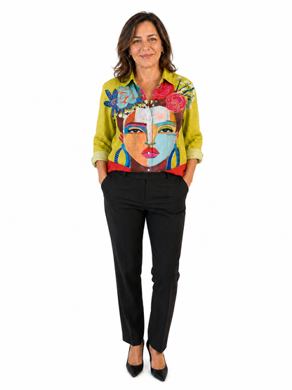 Elena | Blusa Amarilla Estampado Artístico