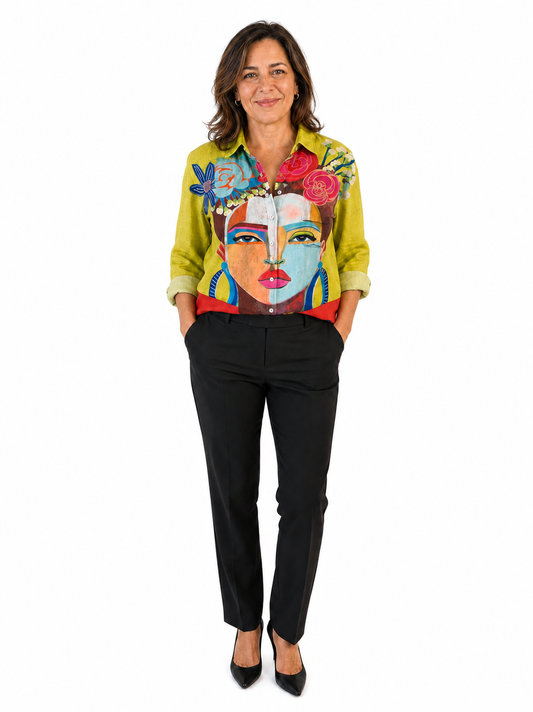 Elena | Blusa Amarilla Estampado Artístico