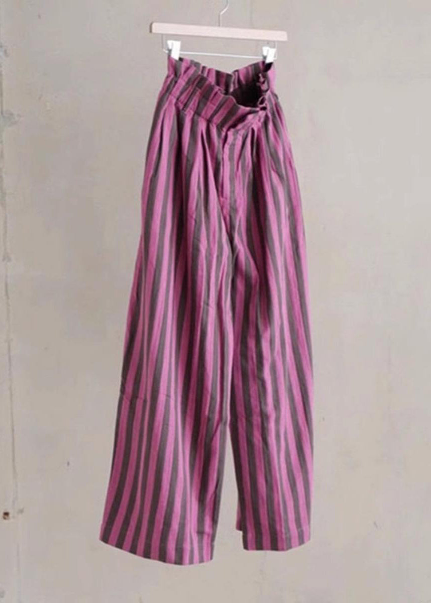 Pantalón ancho de rayas lila Vera de Luna Sanz, vista frontal completa