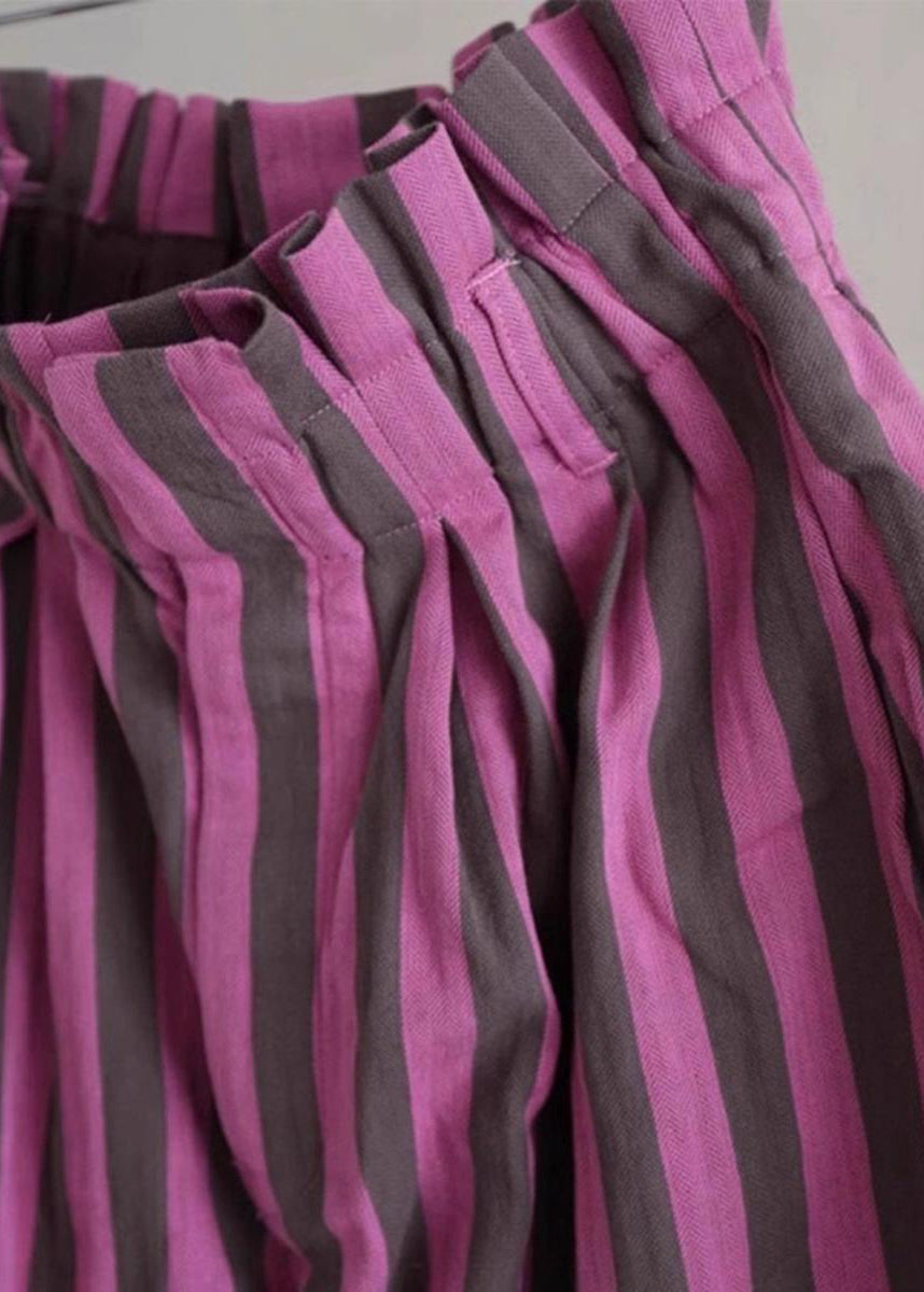Pantalón ancho de rayas lila Vera, caída de la pierna wide leg