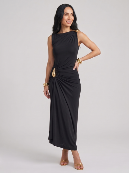 Elena | Vestido Elegante con Enganches Dorados