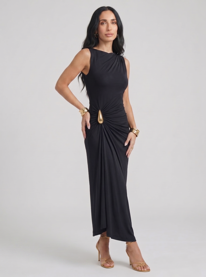 Elena | Vestido Elegante con Enganches Dorados