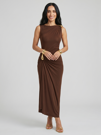 Elena | Vestido Elegante con Enganches Dorados