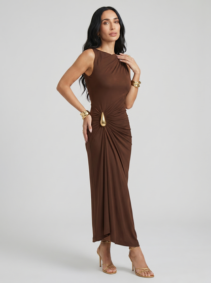 Elena | Vestido Elegante con Enganches Dorados