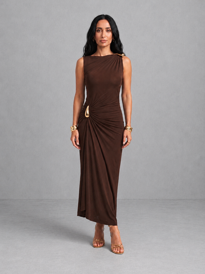 Elena | Vestido Elegante con Enganches Dorados
