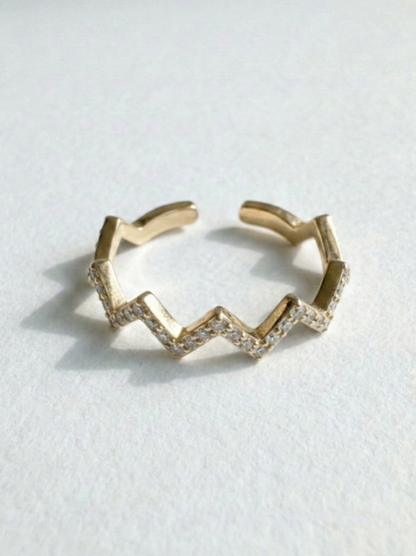Anillo Zigzag con Piedras Preciosas