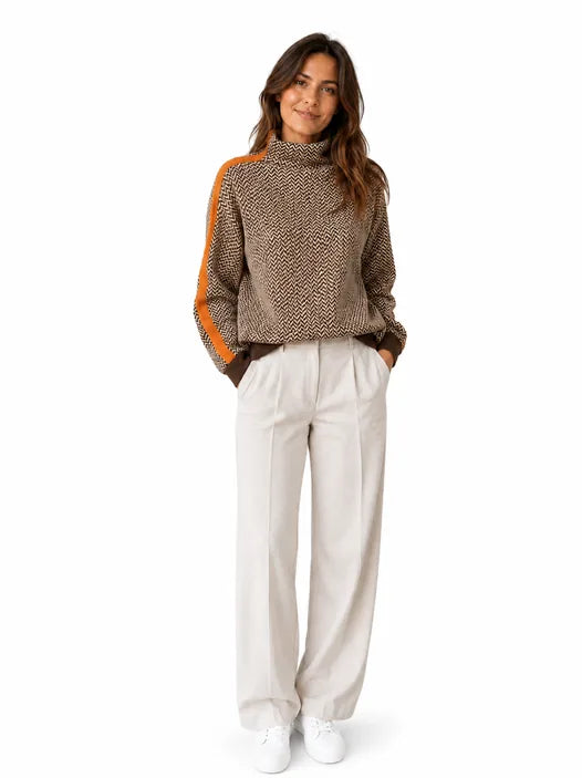 Blanca | Jersey de Cuello Alto a Rayas