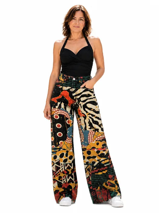 Saioa | Pantalón Negro de Pierna Ancha