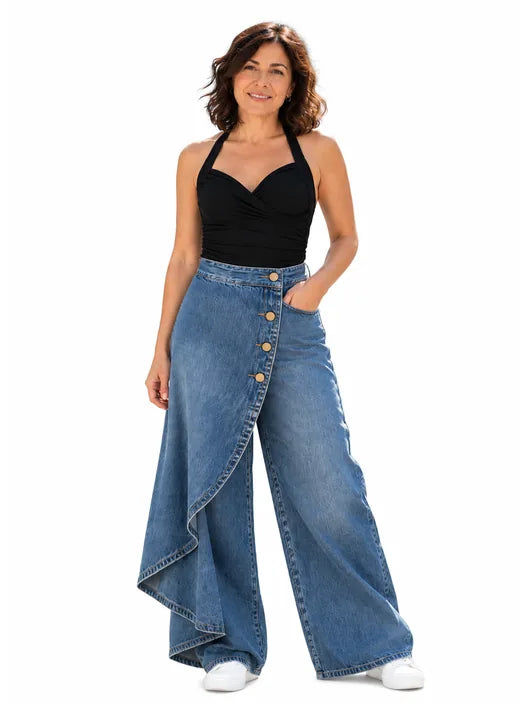 Ágata | Pantalón Palazzo Vaquero Asimétrico