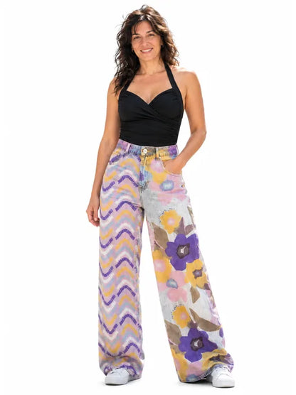Enara | Pantalón Holgado Estampado Floral