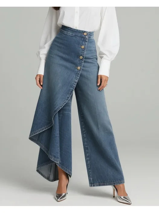 Ágata | Pantalón Palazzo Vaquero Asimétrico