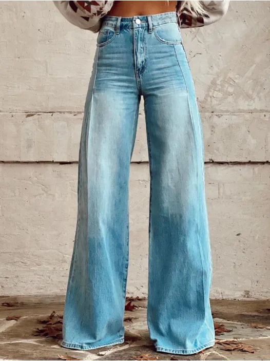 Beatriz | Pantalón Ancho en Azul y Gris