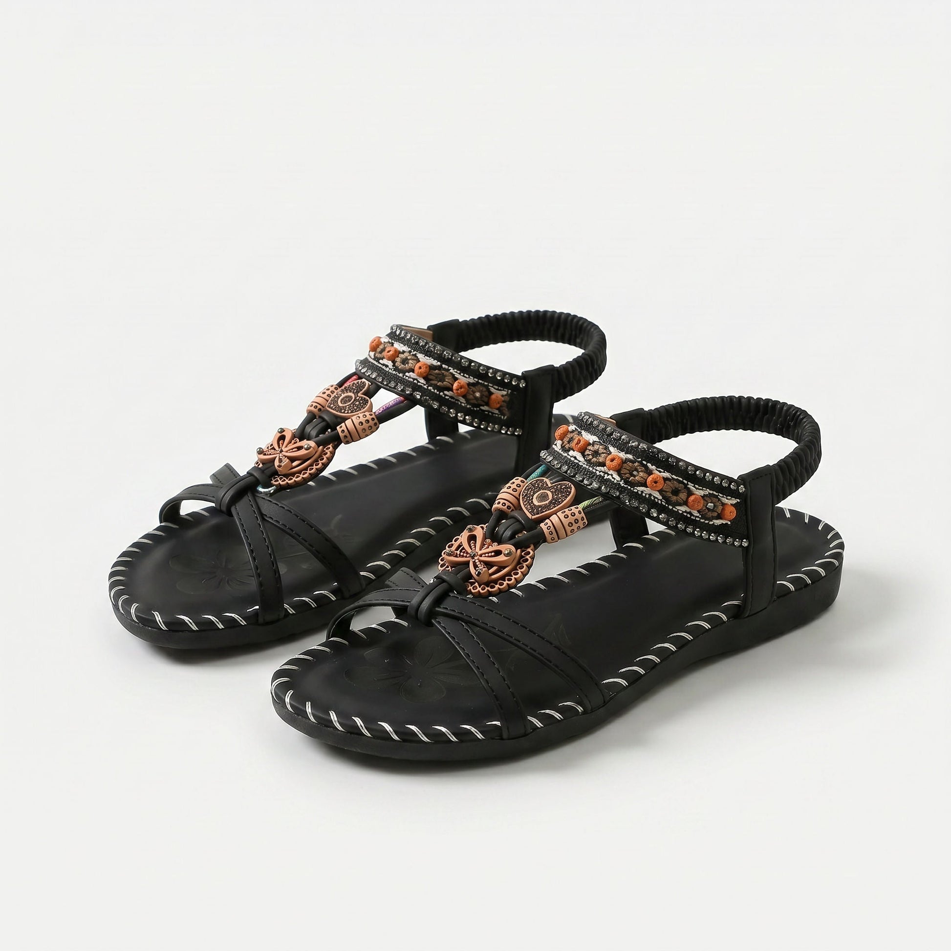 Sandalias estilo Ibiza Salma de Luna Sanz en negro