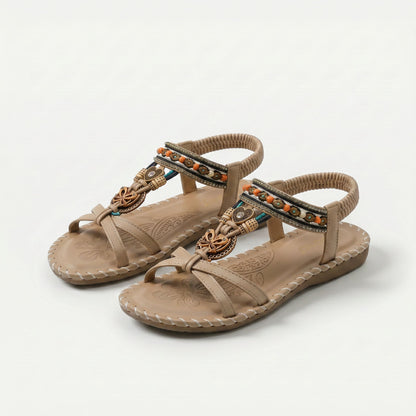 Sandalias estilo Ibiza Salma de Luna Sanz en beige y marrón