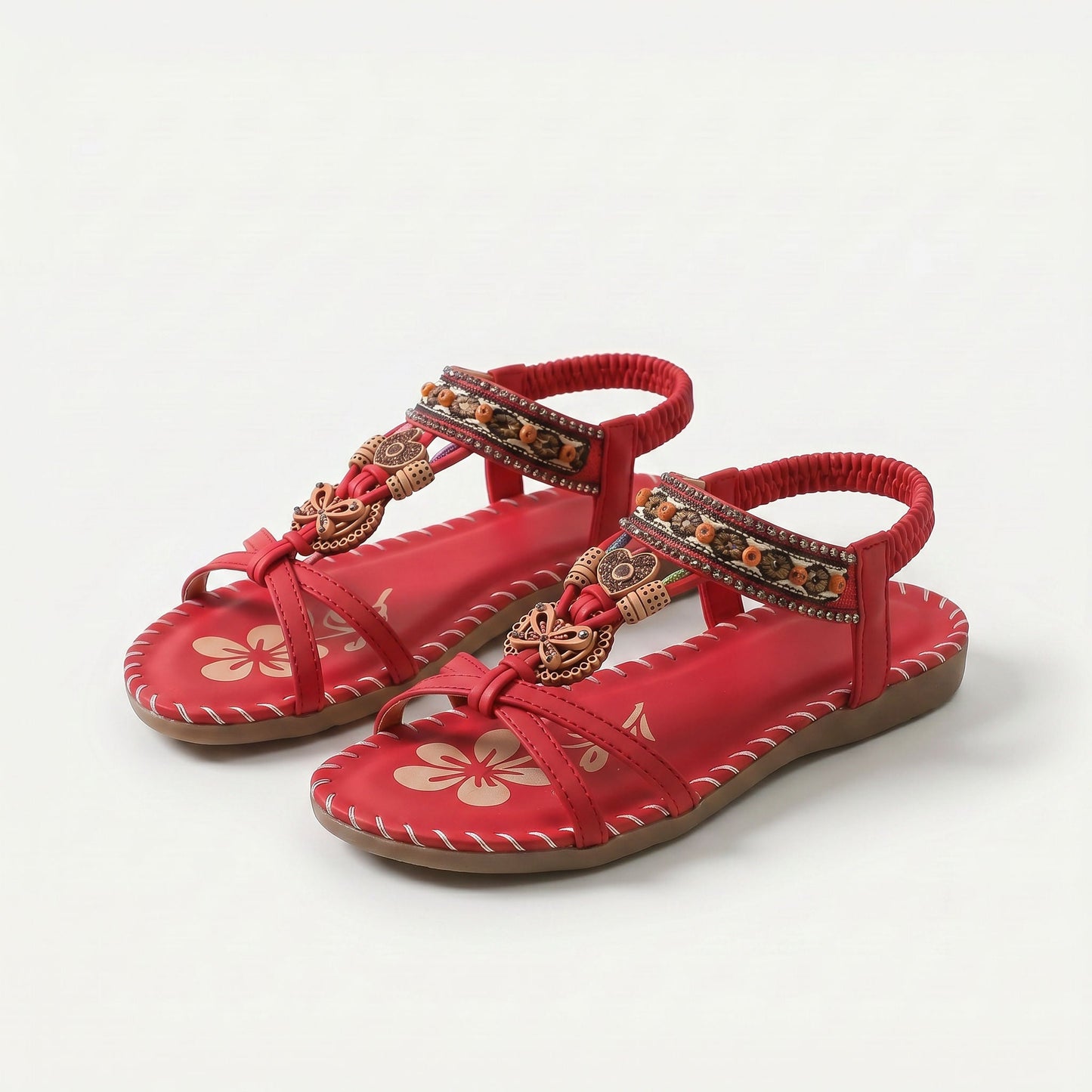 Sandalias estilo Ibiza Salma de Luna Sanz en rojo