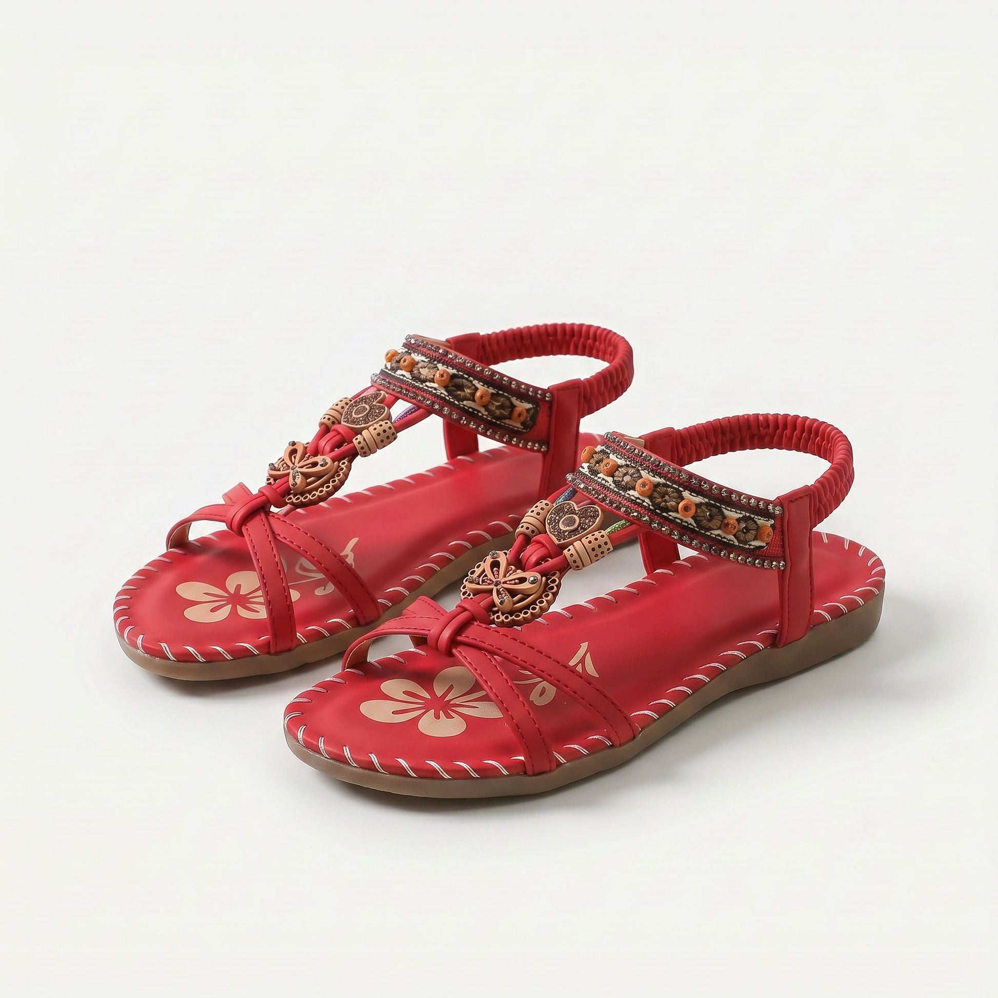 Sandalias estilo Ibiza Salma de Luna Sanz en rojo