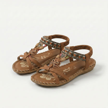 Sandalias estilo Ibiza Salma de Luna Sanz en marrón oscuro