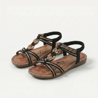 Sandalias estilo Ibiza Salma de Luna Sanz en negro y marrón
