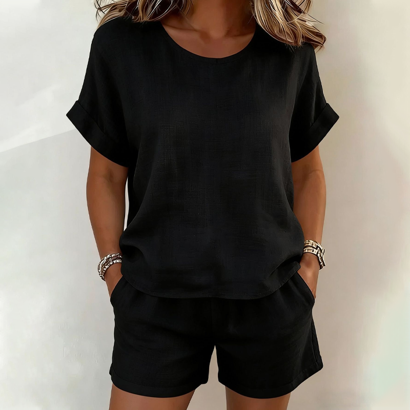 Conjunto Alma top y shorts Luna Sanz color negro