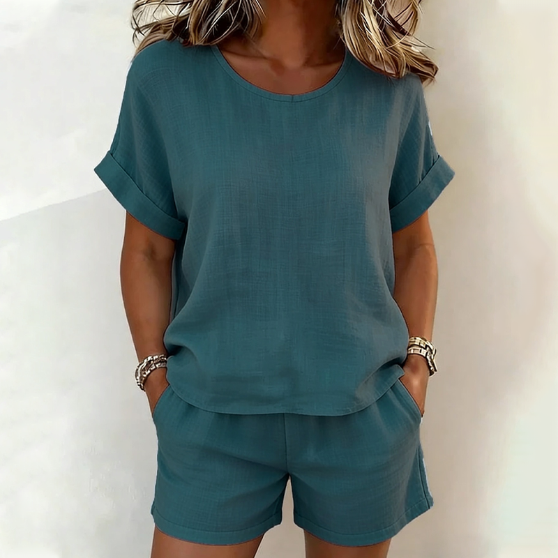 Conjunto Alma top y shorts Luna Sanz color caqui